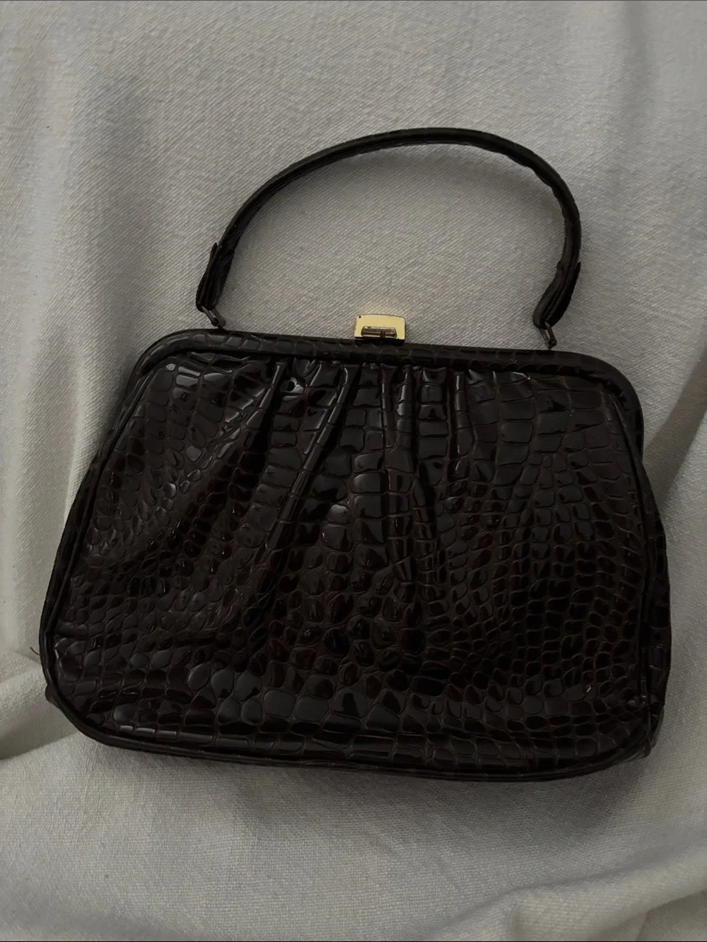 Vintage dark brown faux crocodile bag